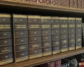 Antique Vor Tids Konversations Leksikon. 10 vol set  leather bound books…1930s