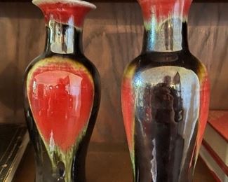 Pair of exquisite 19th Century Chinese Flambe Oxblood Sang de Boeuf Porcelain Vases.  $$$
These vases have a minimum price
