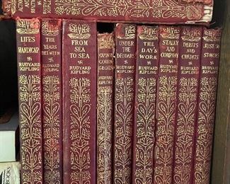 Stunning rare set of Rudyard Kipling leather bound books in mint condition 