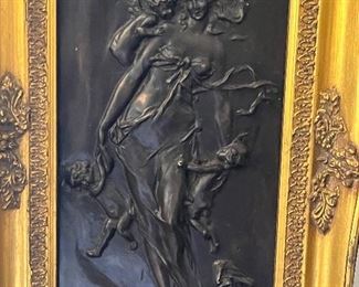 TRULY A RARE FIND!!!
1 of 2 F. Duquesnoy Paris 1892 signed Framed Bronze Plaques