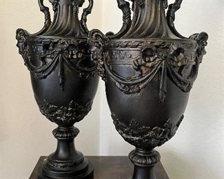 Pair of Renaissance Revival Blackened bronze  Vases