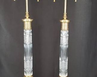 Beautiful crystal and brass signed Warren Kessler crystal lamps. The lamps have some patina on the bases, but the crystal is in perfect condition. 