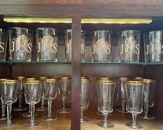 Antique French juice (Jus) glasses and vintage Lenox crystal 