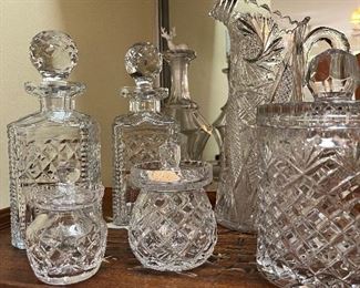Cut clear crystal decanters 