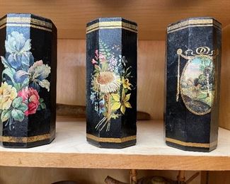 Victorian hand made wood cylinder boxes…fine antiques
