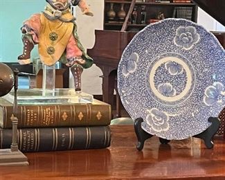 Antique Asian terra cotta warrior and very fine antique Imari platter