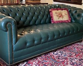 Great Chesterfield sofa and Aubusson pillow