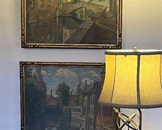 Antique oil on canvas 
Armillary lamp