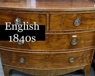 ENGLISH GEORGE III MAHOGANY BOW-FRONT CHEST…circa 1840