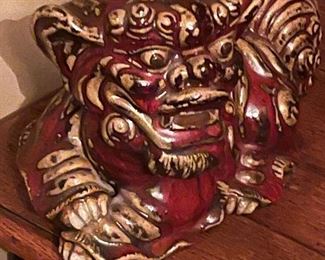 Japanese Kutani Porcelain Figure of Komainu or Lion Dog with Lucky Mallet, 1930's 