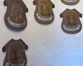 The Crucifixion and resurrection of Christ.  A series of 18th C hand painted silks.  Very rare and very valuable