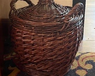 The “Old Dame Jeanne” Very fine antique wine jug basket…1880s. Often referred to as a DemiJohn