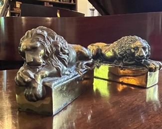 Beautiful antique brass guardian lions by ANTONIO CONOVA