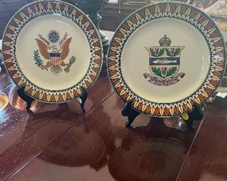 Antique Set of 2 English Cabinet Plates by Adams Turstall, Circa 1880