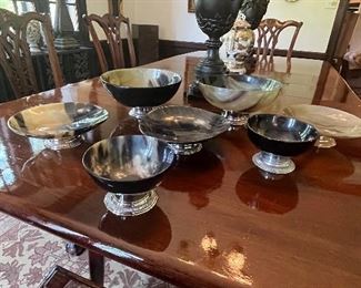 Fabulous natural horn and silver serving bowls in three sizes
