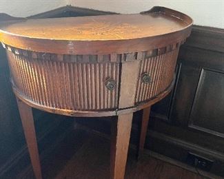Late 18th C (1780s) Demi Lune Tambour Front Console / Table with gorgeous inlay top.