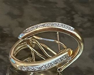 Heavy 14KT large gold diamond hoops 