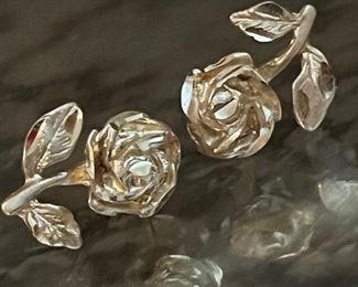 24KT gold rose earrings 