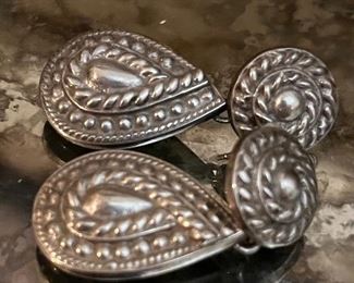 Antique sterling ear clips