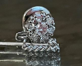 Stunning white diamond tie tack circa 1940