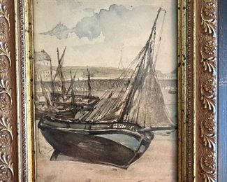 Original French watercolor circa 1920