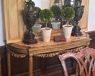 Antique Louis Philippe gilt wood console circa 1790-1810