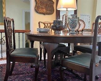 Beautiful Queen Anne table and authentic antique Chippendale dining chairs…set of 4