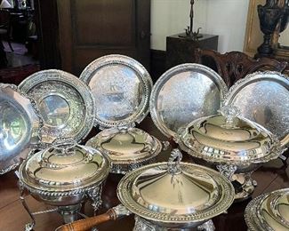 Fine English trays and chafing dishes
