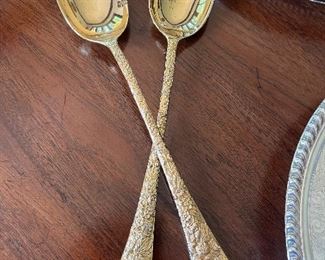 Large gilt wash REPOUSSE salad set