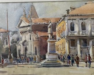 Venetian Square original watercolor circa 1970s