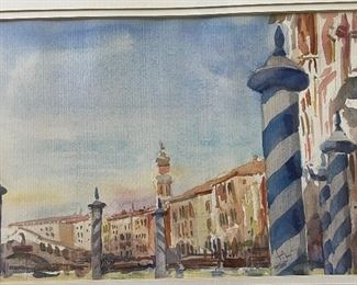 The Grand Canal in Venice original watercolor circa 1979s