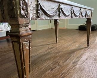 19th C French cocktail table with ivory marble top