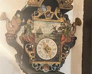 A very nice antique 18th century Dutch "Friese Stoelklok" with going- and striking train and moon indication,