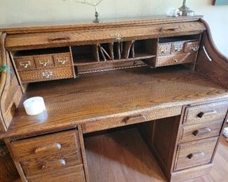 Solid wood roll top desk $350