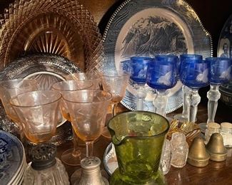 Lots of vintage depression and carnival glass!