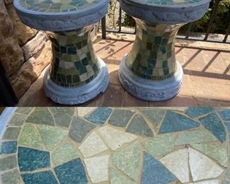 Pair Mosaic Pedestals 