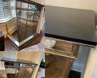 Mirrored with Marble top Server/Bar/Console-Approximately 50”W x 24”D x 42-1/4” T