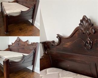 Antique Carved Wood  Victorian Day Bed