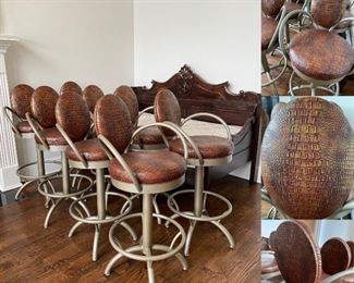Set of Eight Barstools from By Design a Contemporary store in Buckhead - 31” Height Seat 44-1/2” Tall to top of back rest