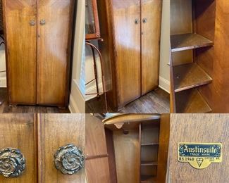 Mid Century Art Deco Austinsuite Small/Medium Valet/Armoire with shelving & Rod-Approximately 33”W x 18”D x 63-1/2”T