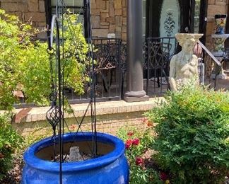 Huge Blue Ceramic  Planter