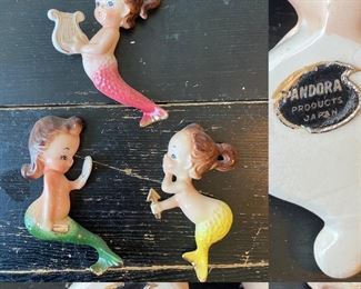 Pandora Set of 3 Vintage Japan Ceramic Mermaids