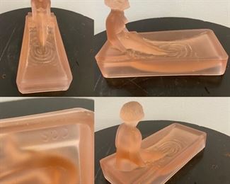 Art Deco Style Frosted Nude Lady Dish