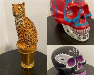 Sparkly Feline 
Large Decorative Halloween Skulls