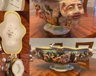 Large Centerpiece Numbered Capodimonte Italy 
