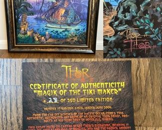 Ltd Edition 28 of 250 Thor Art 
Framed “Magic of the Tiki Maker”