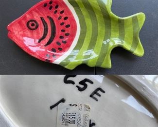 Hand Painted Pottery Large Fish from Mexico 