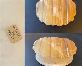 Vintage Alabaster Shell Shaped Jewelry Box