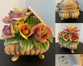 Capodimonte Italy Heart Box Floral 