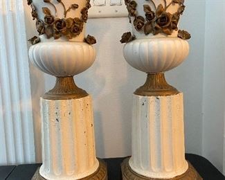 Vintage Plaster Urn Lamps